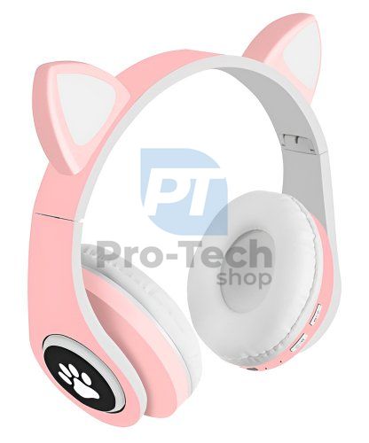 Bezdrôtové slúchadlá s mačacími ušami - ružové 73987