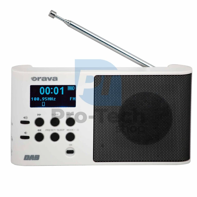Digitálne DAB/FM prenosné rádio Orava, biele 73502