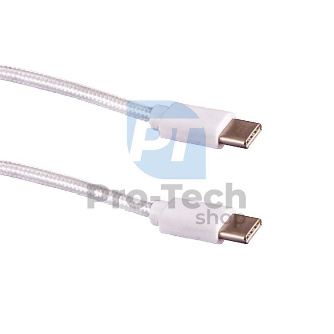 Kábel USB C - USB C 3.1, 1m, biely, opletený 72386
