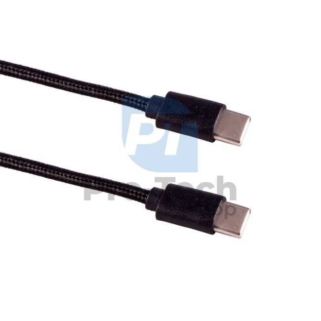 Kábel USB C - USB C 3.1, 1m, čierny, opletený 72385