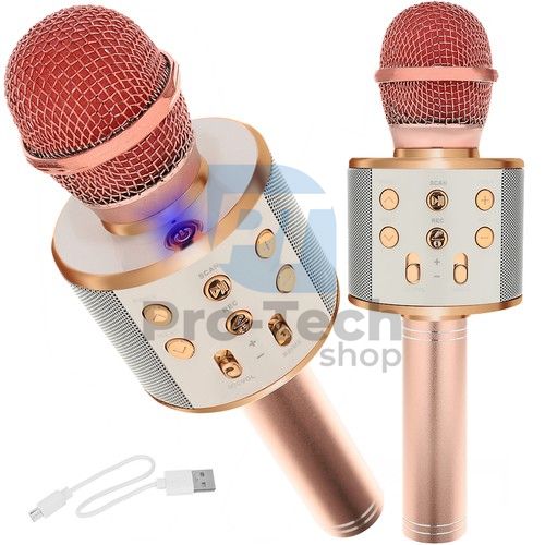 Karaoke mikrofón s reproduktorom - ružovo-zlatý Izoxis 22190 75844
