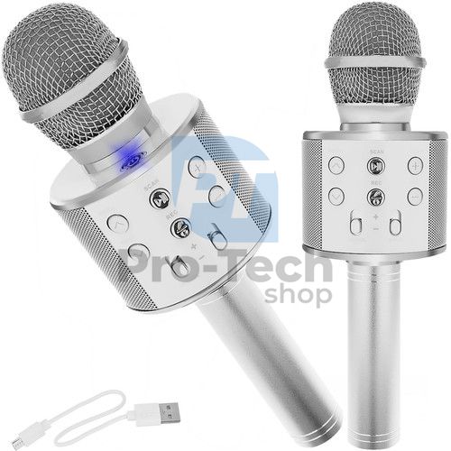 Karaoke mikrofón s reproduktorom - strieborný Izoxis 22188 75845