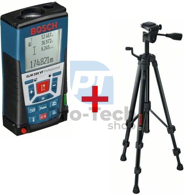 Laserový merač vzdialenosti Bosch GLM 250 VF so statívom BT 150 Professional 10630