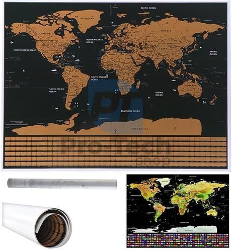 Mapa sveta - stieracia s vlajkami 74592