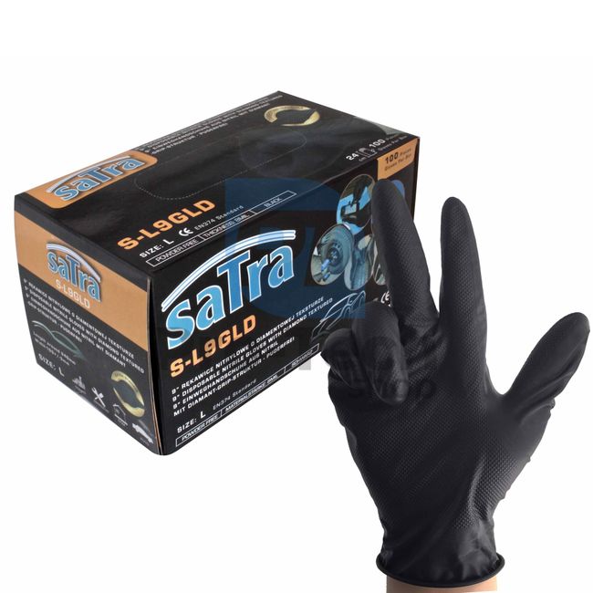 Nitrilové rukavice L 8-9" 100ks SATRA S-L9GLD 14548