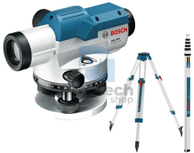Optický nivelačný prístroj Bosch GOL 20 D s meracou latou a statívom 10627