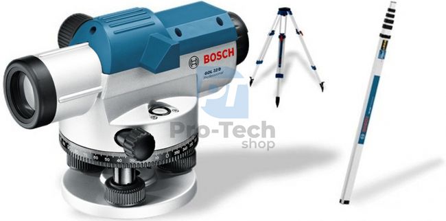 Optický nivelačný prístroj Bosch GOL 32 D s meracou latou a statívom 10628