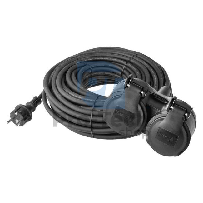 Predlžovací kábel gumový – 2 zásuvky, 15m, 3× 1,5mm2, IP44 71881