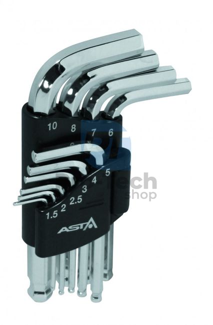 Sada imbusových krátkych kľúčov s guľôčkou 1,5-10 10ks profi Asta A-709BP1 05522