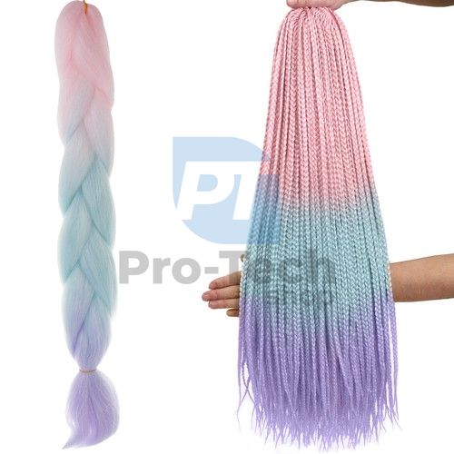 Syntetické vlasy vrkoče ombre ružová/modrá/fialová W10341 75311