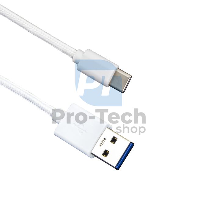 USB-C kábel 3.0, 1,5m, biely, opletený 72380