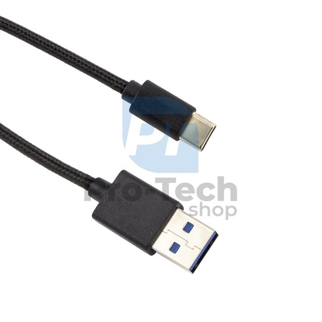 USB-C kábel 3.0, 1,5m, čierny, opletený 72379