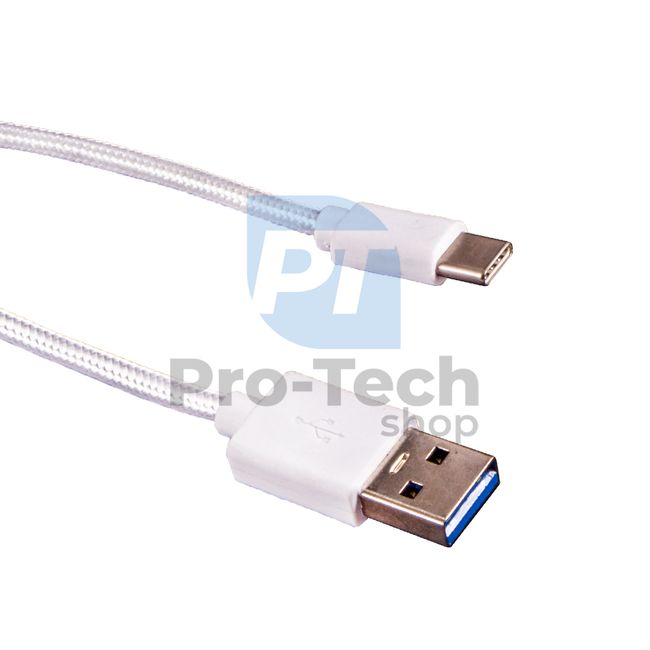 USB-C kábel 3.0, 1m, biely, opletený 72376