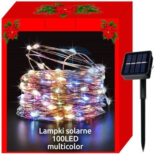 Vianočné osvetlenie - solárne - drôtiky 100 LED viacfarebné 75463