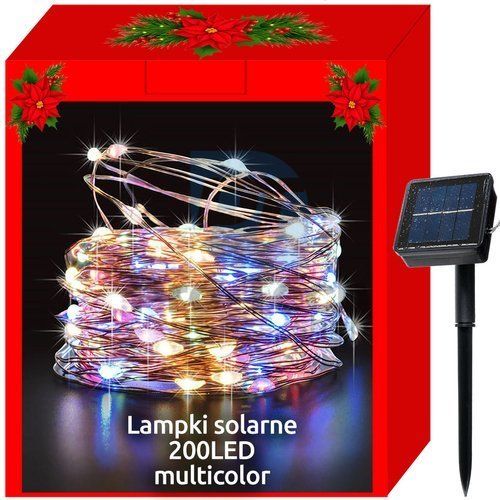 Vianočné osvetlenie - solárne - drôtiky 200LED viacfarebné 75466