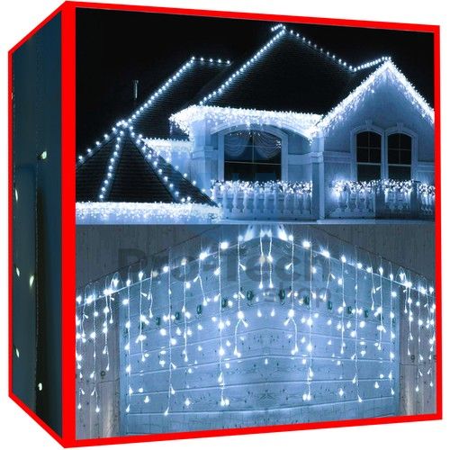 Vianočné svetielka - cencúle 300 LED studená biela 31V 75478