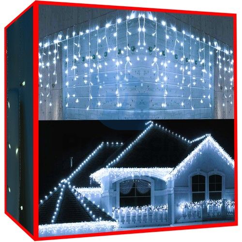 Vianočné svetlá - cencúle 500 LED studená biela 76160