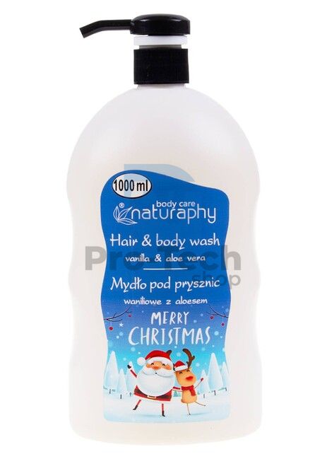 Vianočný sprchový gél a šampón 2v1 vanilka s extraktom aloe vera Naturaphy 1000ml 30283