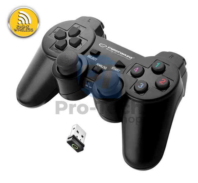 Vibračný bezdrôtový gamepad PC/PS3 USB GLADIATOR, čierny 72646
