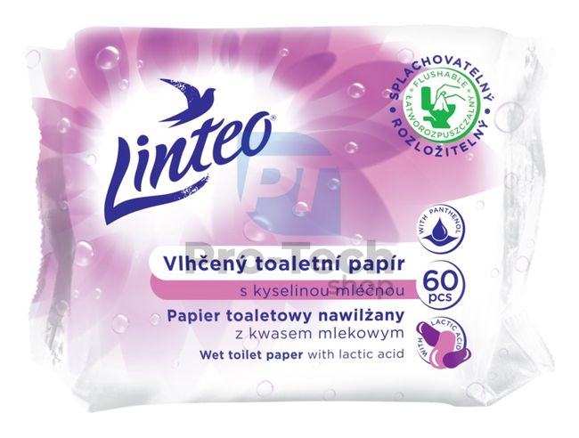 Vlhčený toaletný papier s kyselinou mliečnou Linteo Satin 60ks 30443