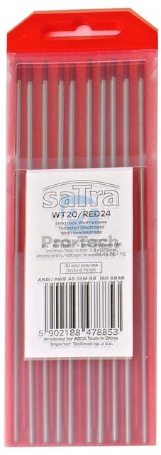 Volfrámová elektróda 2,4 mm profi Satra červená tig WT20/RED24 06504