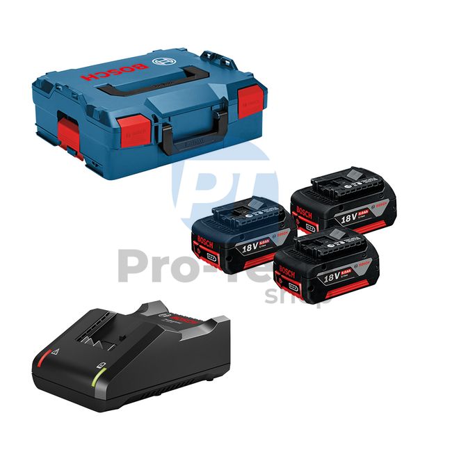 Základná súprava Bosch 3 x akumulátor GBA 18V 5,0Ah + nabíjačka GAL 18V-40 v kufri L-BOXX 136 15253